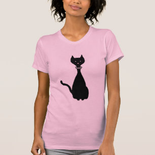 Black Cat silhouetted Cartoon Art T-Shirt