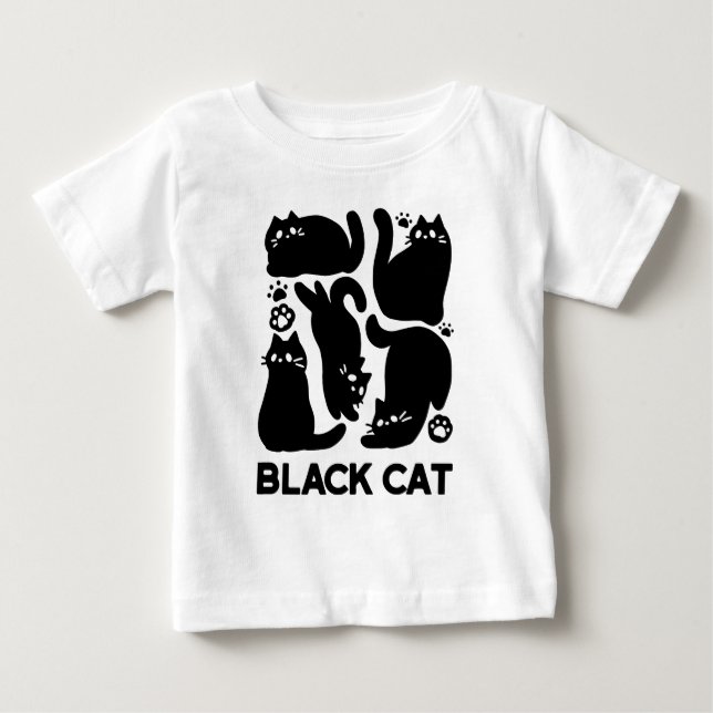 Black Cat Silhouettes - Cute Feline Design Baby T-Shirt (Front)