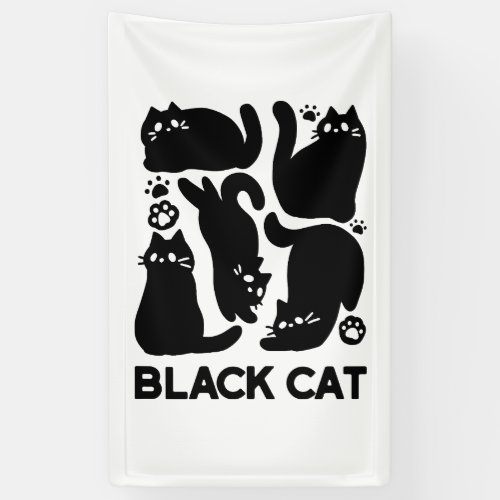 Black Cat Silhouettes _ Cute Feline Design Banner