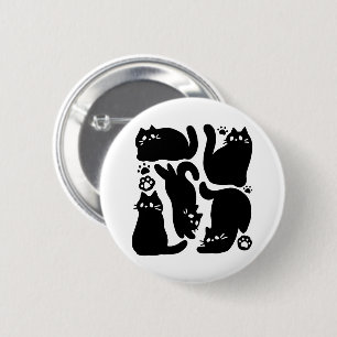 Black Cat Silhouettes - Cute Feline Design Button