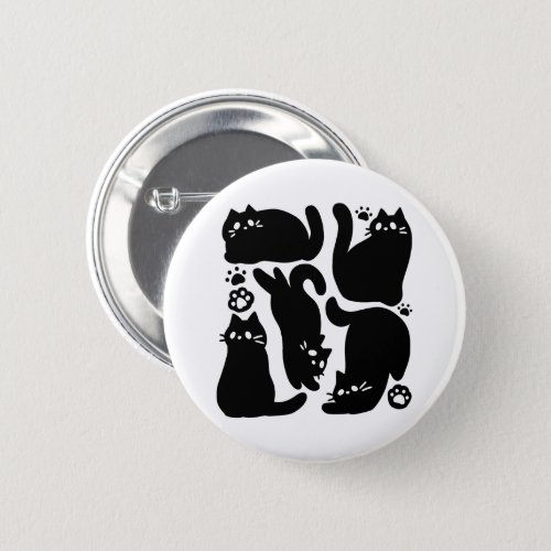 Black Cat Silhouettes _ Cute Feline Design Button