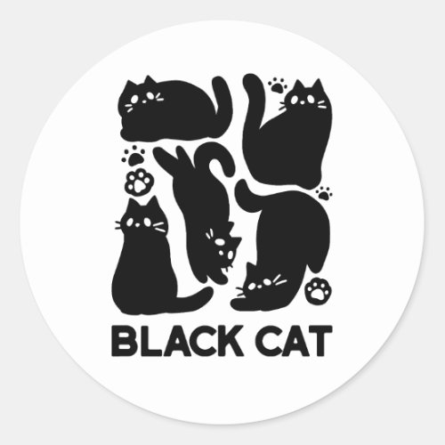 Black Cat Silhouettes _ Cute Feline Design Classic Round Sticker