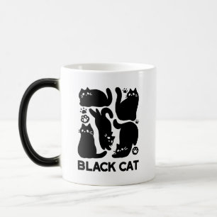 Black Cat Silhouettes - Cute Feline Design Color Morph Mug