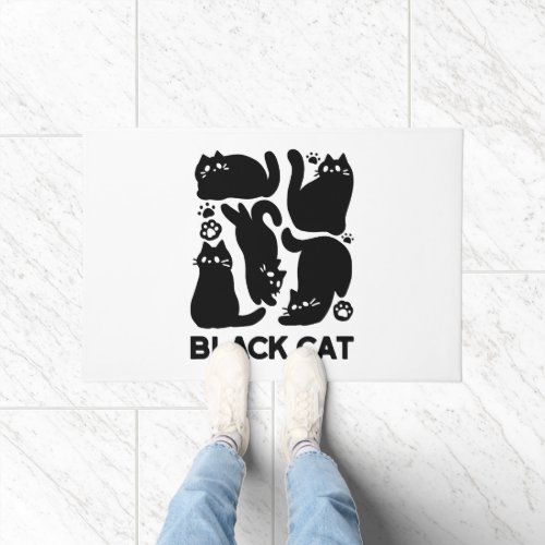 Black Cat Silhouettes _ Cute Feline Design Doormat