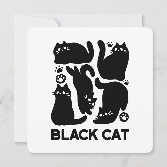 Black Cat Silhouettes - Cute Feline Design Holiday Card (Front)