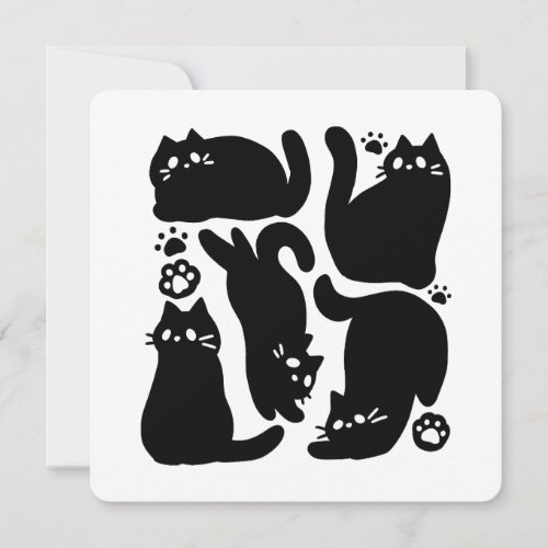 Black Cat Silhouettes _ Cute Feline Design Holiday Card