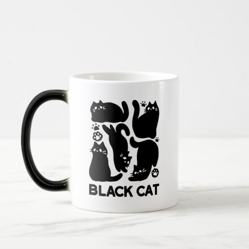 Black Cat Silhouettes _ Cute Feline Design Magic Mug