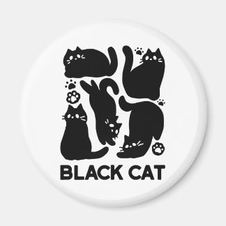 Black Cat Silhouettes - Cute Feline Design Magnet
