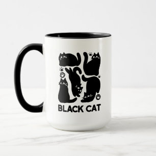 Black Cat Silhouettes - Cute Feline Design Mug