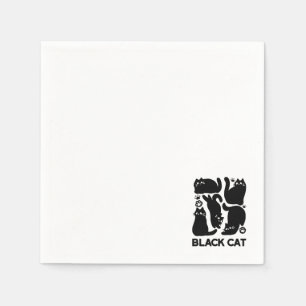 Black Cat Silhouettes - Cute Feline Design Napkins