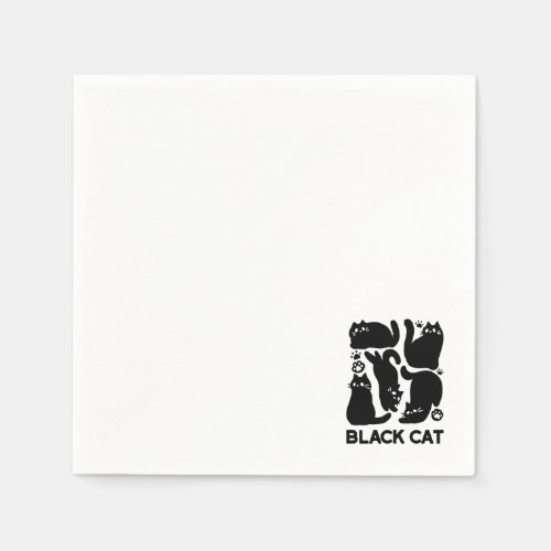 Black Cat Silhouettes _ Cute Feline Design Napkins