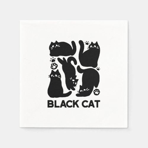 Black Cat Silhouettes _ Cute Feline Design Napkins