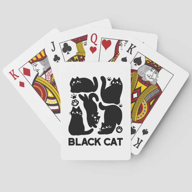 Black Cat Silhouettes - Cute Feline Design Poker Cards (Back)