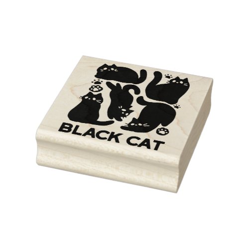 Black Cat Silhouettes _ Cute Feline Design Rubber Stamp