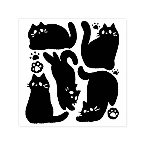 Black Cat Silhouettes _ Cute Feline Design Self_inking Stamp