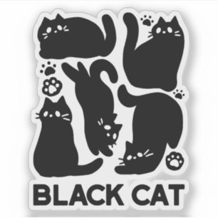 Black Cat Silhouettes - Cute Feline Design Sticker
