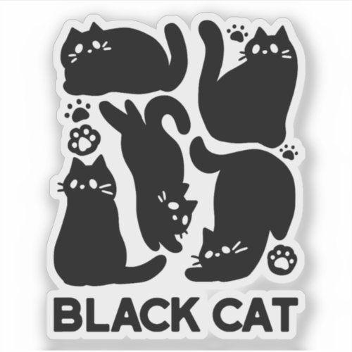 Black Cat Silhouettes _ Cute Feline Design Sticker