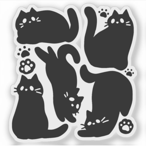 Black Cat Silhouettes _ Cute Feline Design Sticker