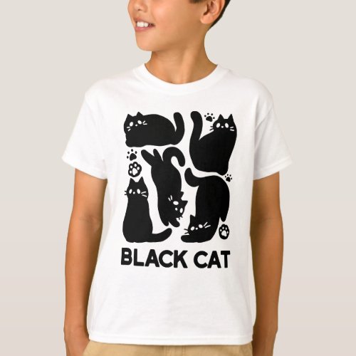 Black Cat Silhouettes _ Cute Feline Design T_Shirt