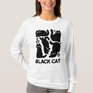 Black Cat Silhouettes - Cute Feline Design T-Shirt