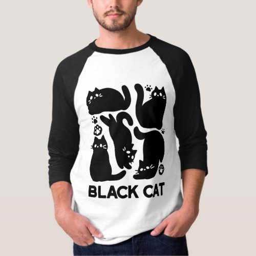 Black Cat Silhouettes _ Cute Feline Design T_Shirt