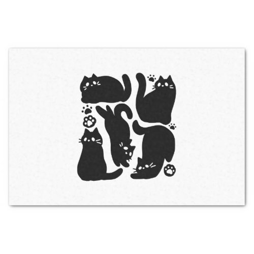 Black Cat Silhouettes _ Cute Feline Design Tissue Paper