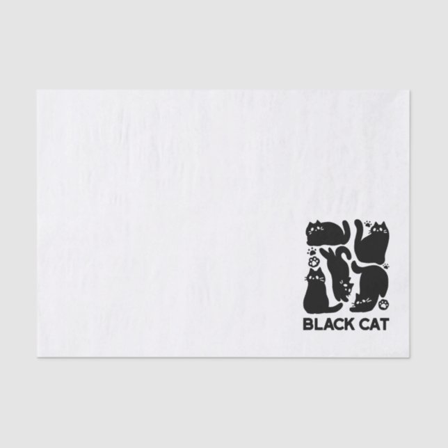 Black Cat Silhouettes - Cute Feline Design Tissue Paper (Front)