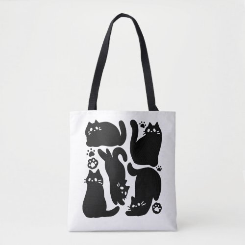 Black Cat Silhouettes _ Cute Feline Design Tote Bag