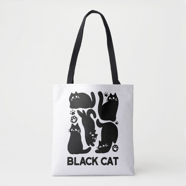 Black Cat Silhouettes - Cute Feline Design Tote Bag (Front)