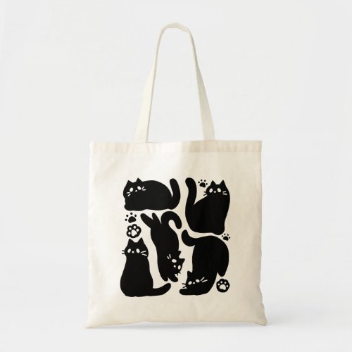 Black Cat Silhouettes _ Cute Feline Design Tote Bag