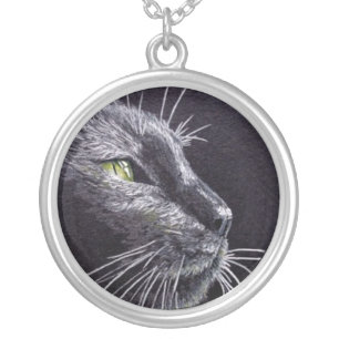 Black Cat Silver Plated Necklace