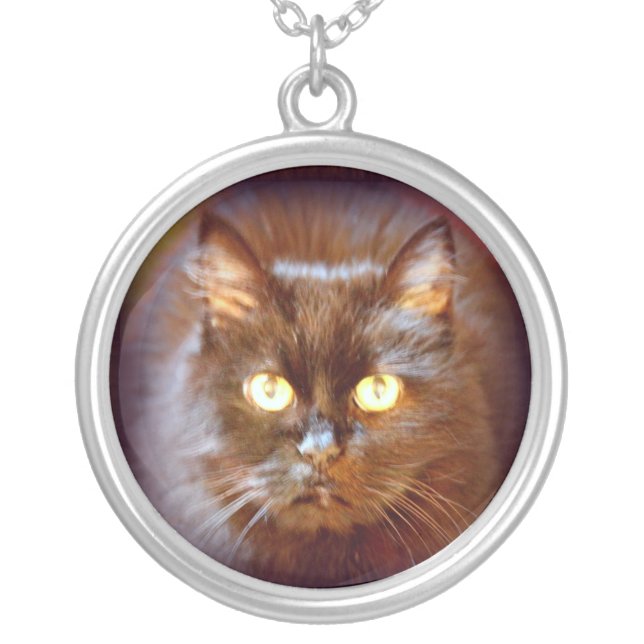 black cat silver plated necklace (Front)