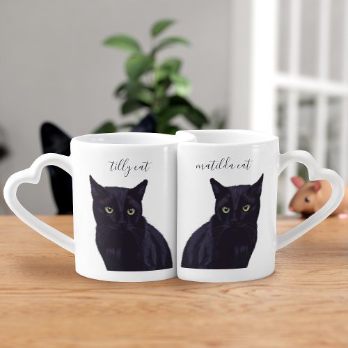 Black Cat Sisters Personalized Coffee Mug Set