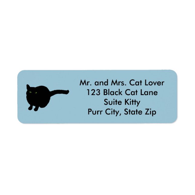 Black Cat Sitting Green Eyes Address Labels (Front)