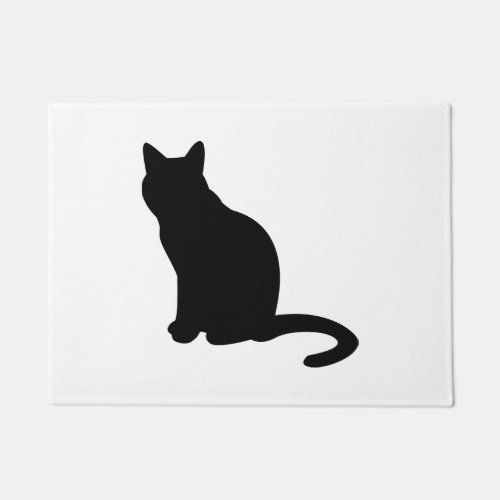 BLACK CAT SITTING SILHOUETTE DOORMAT