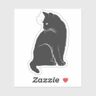 Black Cat Sitting Sticker