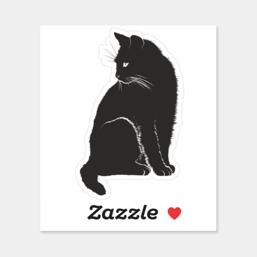 Black Cat Sitting Sticker