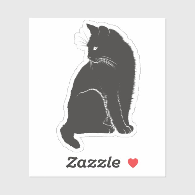 Black Cat Sitting Sticker (Sheet)