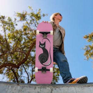 BLACK CAT SKATEBOARD PINK DECK
