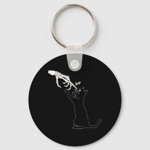 Black Cat Skeleton Hand Boop Cat Nose Funny Keychain