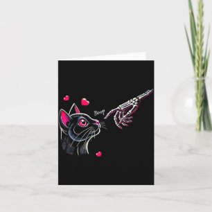 Black Cat Skeleton Hand Boop Valentine's Day Pet O Card