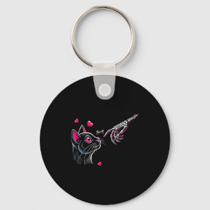 Black Cat Skeleton Hand Boop Valentine's Day Pet O Keychain