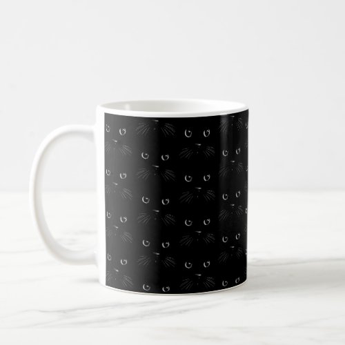 Black cat sketch portrait pattern coffee mug