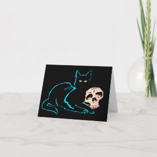 Black Cat & Skull Halloween Blank Card