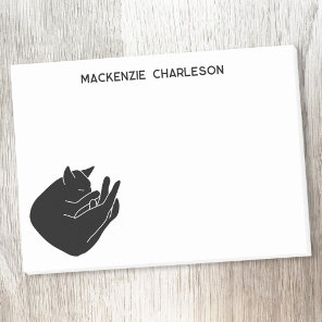 Black Cat Sleeping Personalized Name Post-it Notes