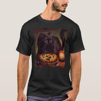 Black Cat Sloth Apple Pie T-Shirt