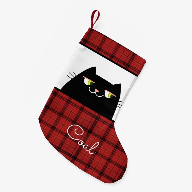 Black Cat Small Christmas Stocking (Front (Hanging))