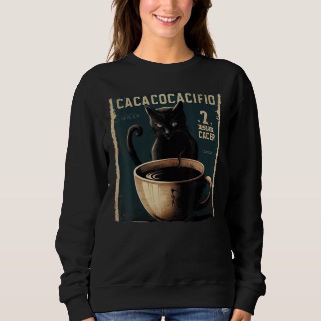 Black Cat Soccer Coffee Sweatshirt (Front)