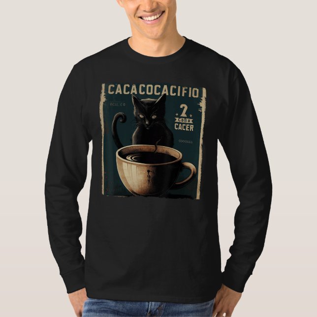 Black Cat Soccer Coffee T-Shirt (Front)