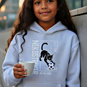 Black Cat Soccer Gift – Elite Gamer Logo Hoodie